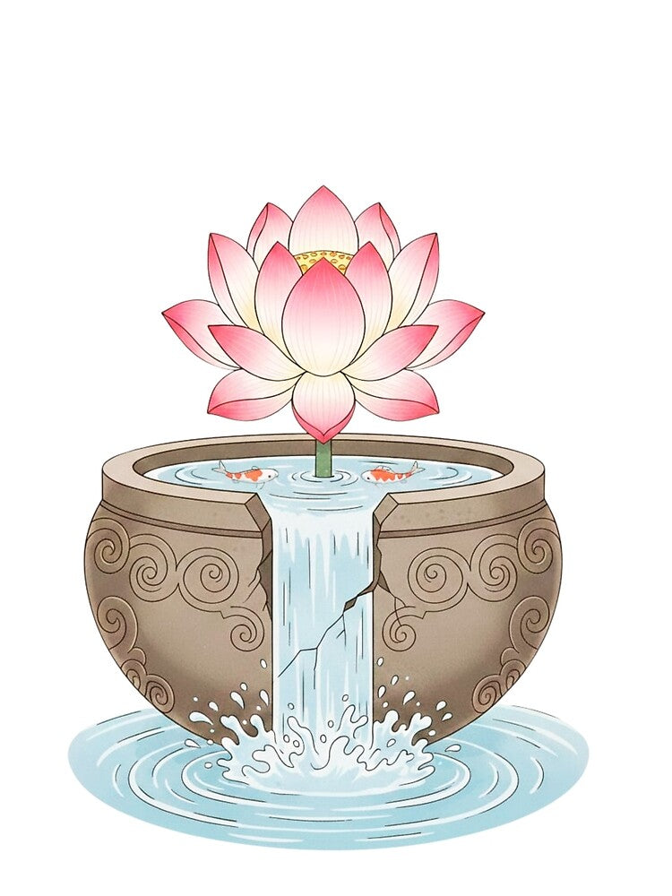 Zen Lotus Flower Waterfall in Stone Bowl by SakuraVibes