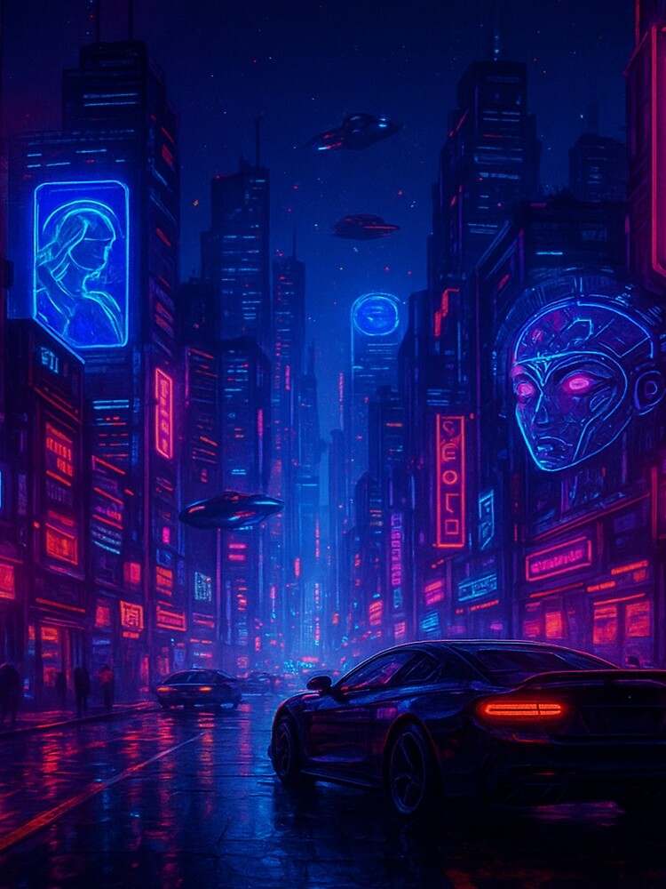 Cyberpunk Futuristic City  Neon Nightscape by VelureArt