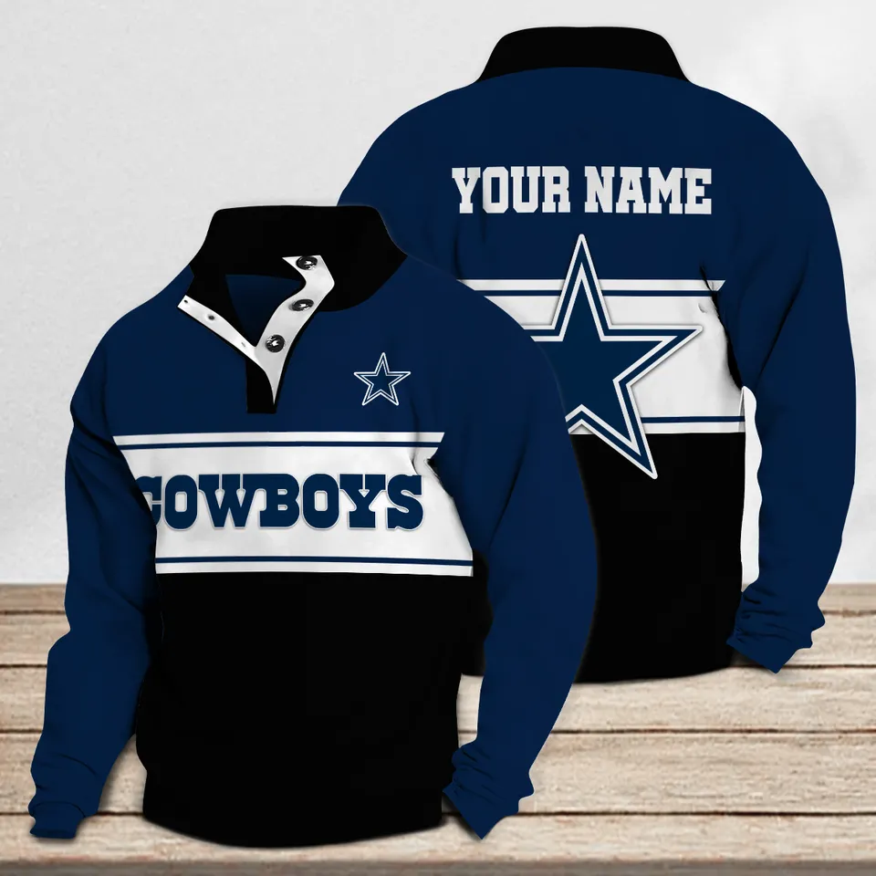 Dallas Football Custom Name Stand Collar Sweatshirt