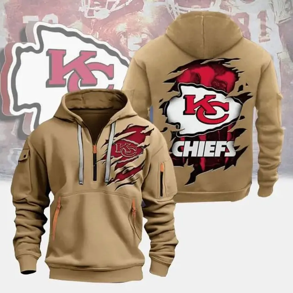 Kansas City Chiefs New Personalized Quarter Zip Hoodie Tactical Hoodie