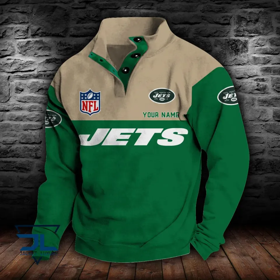 New York Jets Double Breasted Stand Collar Sweatshirts
