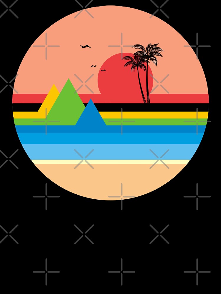Retro Tropical Sunset Landscape Illustration by NNAANN