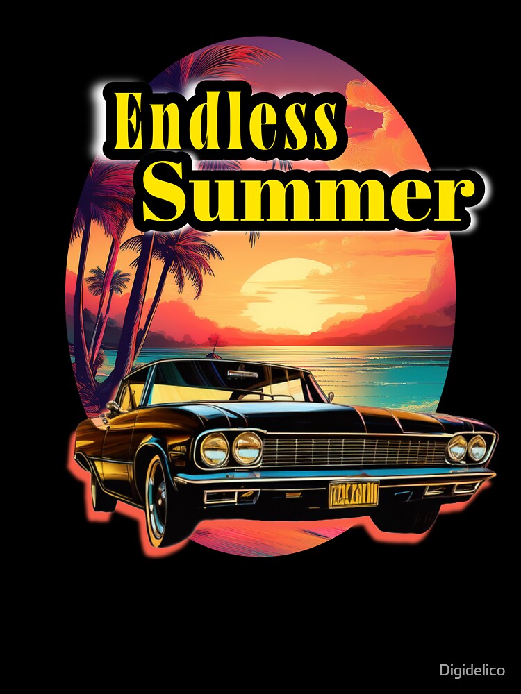 Endless summer - vintage sunset muscle car art by Digidelico