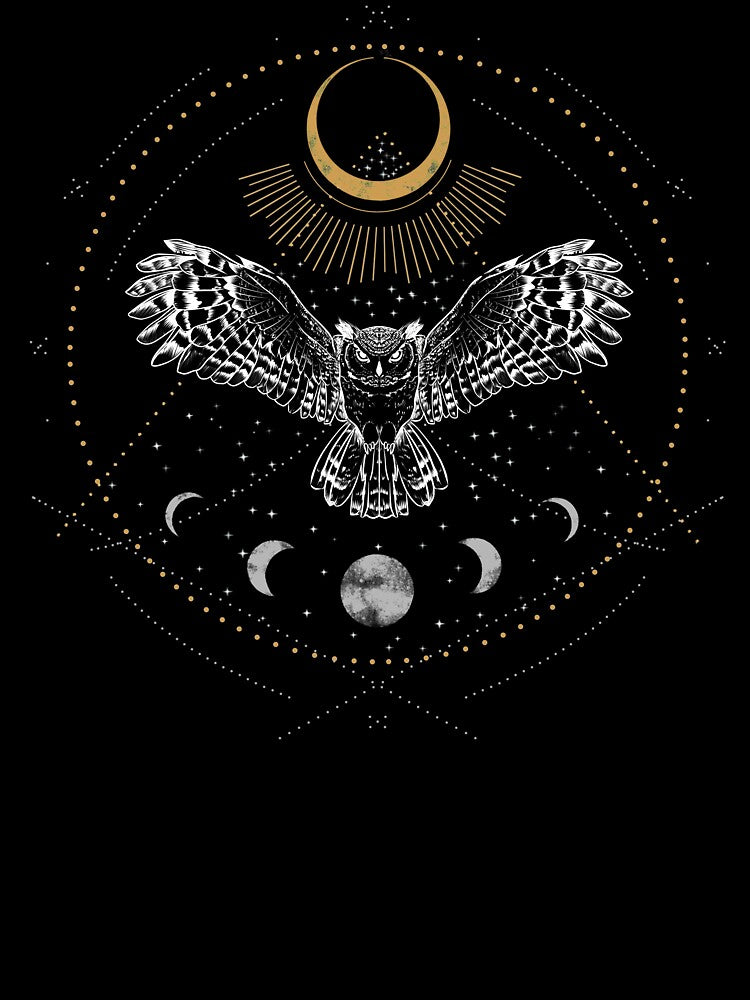 Night owl with moon phases and stars by MugDesignStore