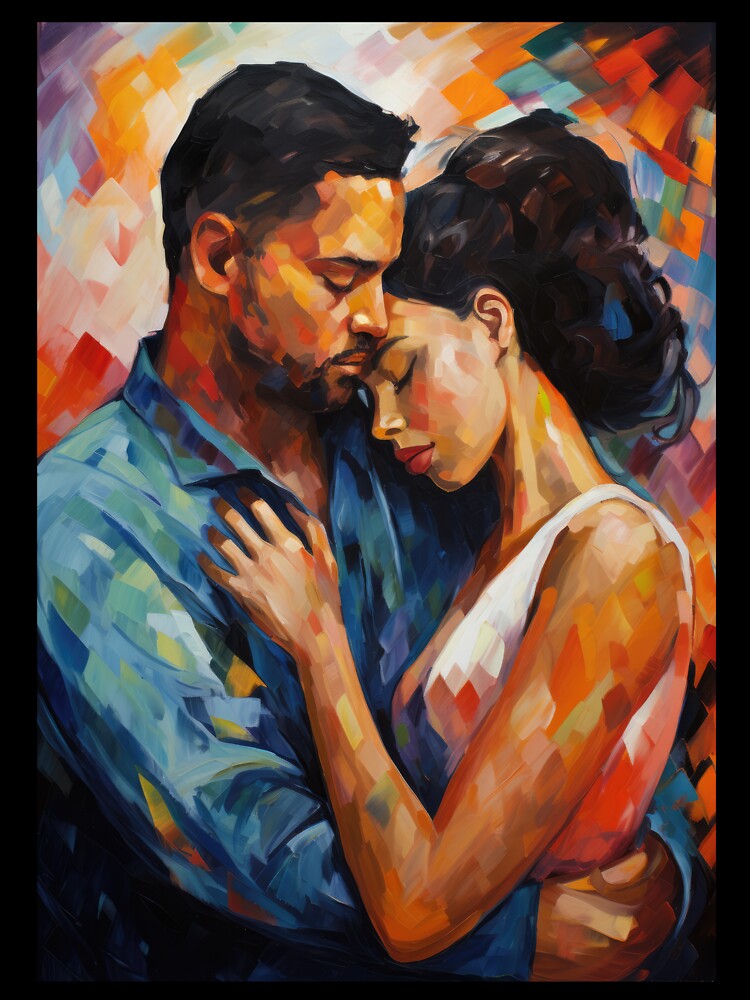 Loving couple in painted style - greeting card  |  Valentines, Anniversary, Romance, Love by OddCorro