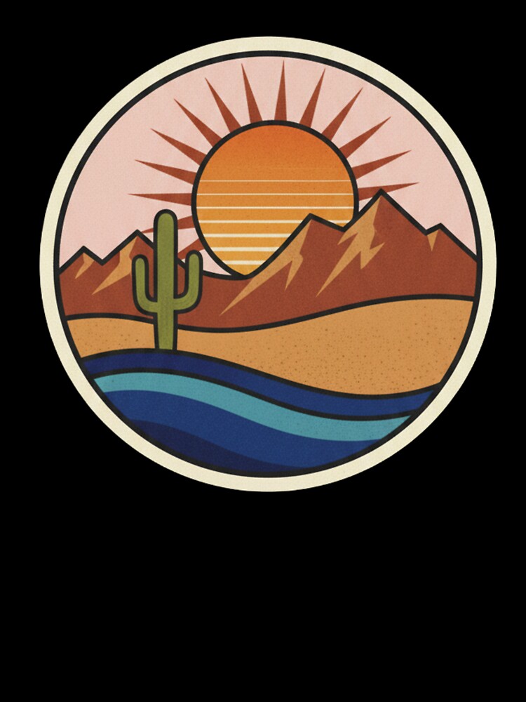 Vintage Saguaro Desert Sunset - Retro Southwest Adventure Badge by TSE DESIGN