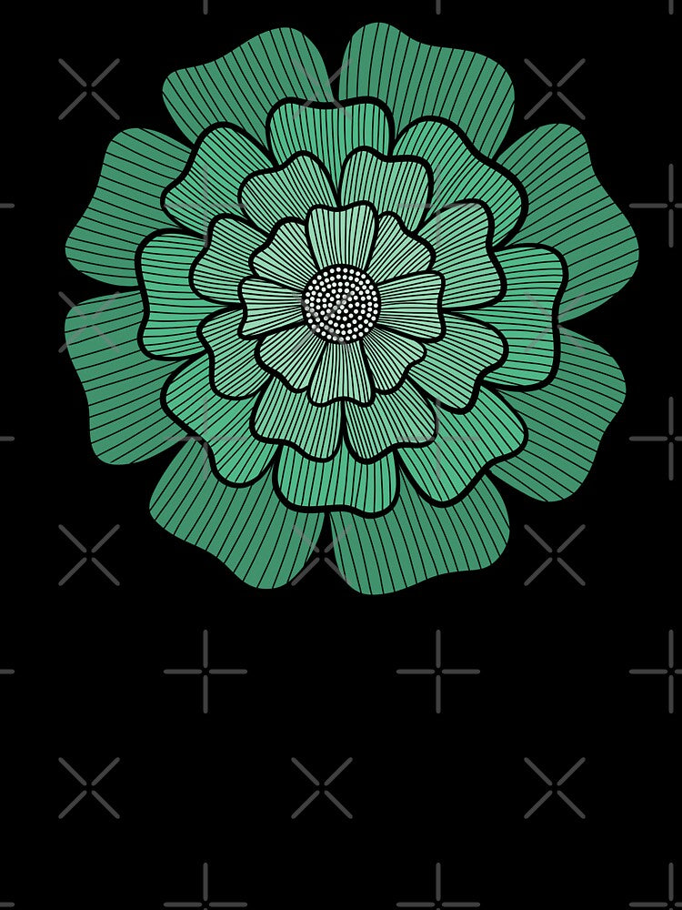 Green Flower Line Art by Morgan Klassiks