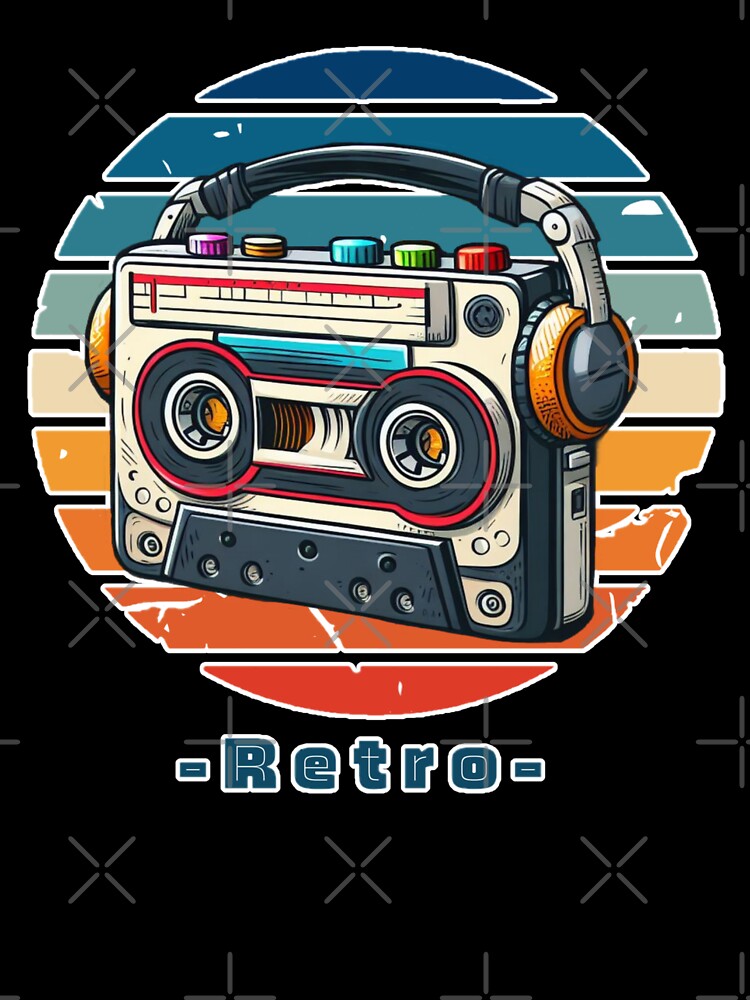 Retro Vintage Cassette Player and Headphones by OB Print