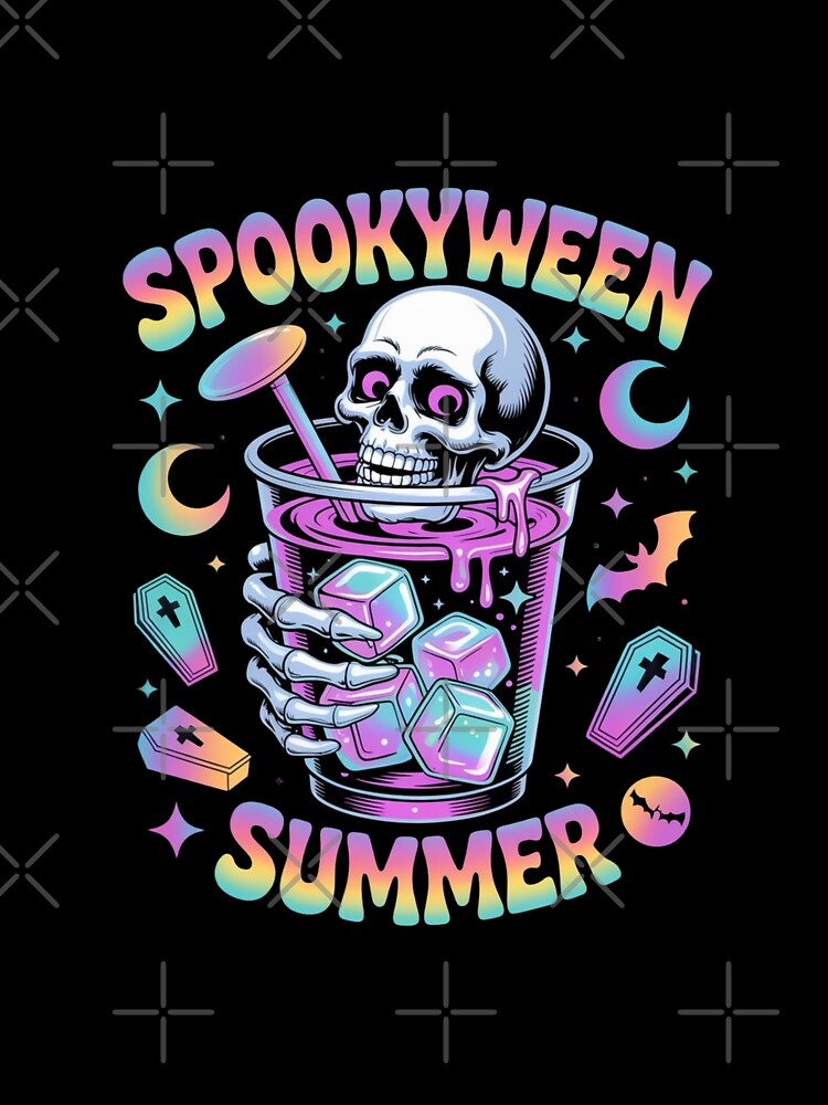 Spookyween Summer Skull Drink Design – Neon Pastel Halloween Cup Art for Creepy-Cute Aesthetic Fans by GemBob Creations
