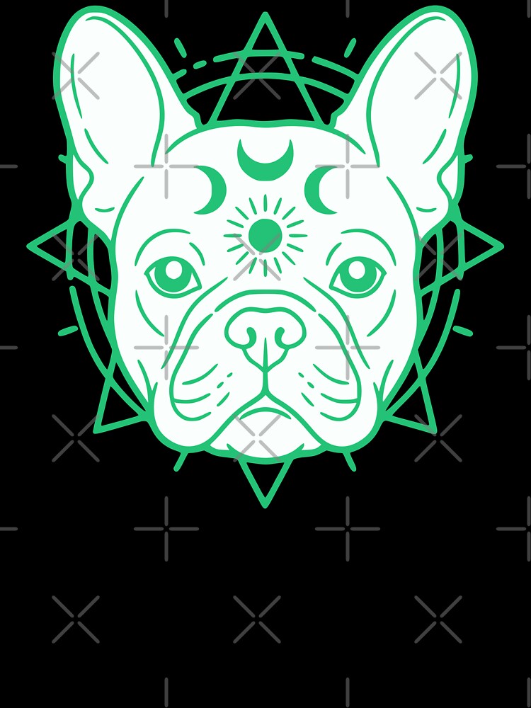 Geometric Frenchie Dog Moon Sun Sacred Geometry by MavtM