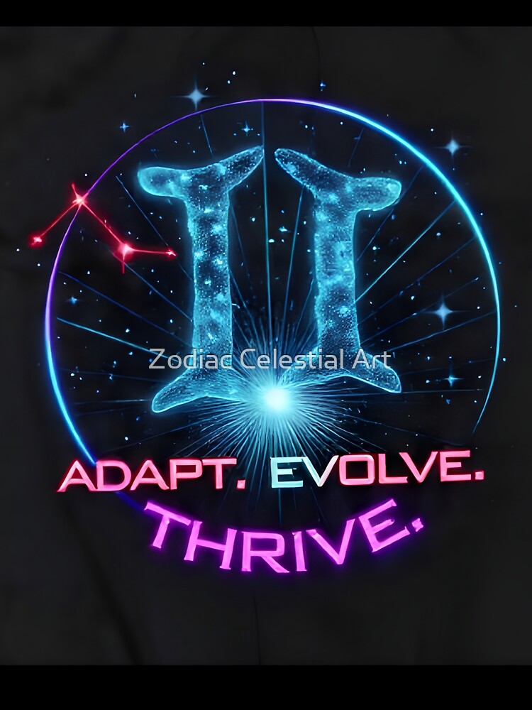 Gemini Adapt Evolve Thrive Zodiac Motivational Art by Zodiac Celestial Art