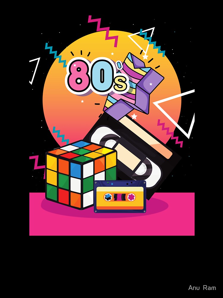 80s Cassette Tape Graphics Vintage Nostalgia by Anu  Ram