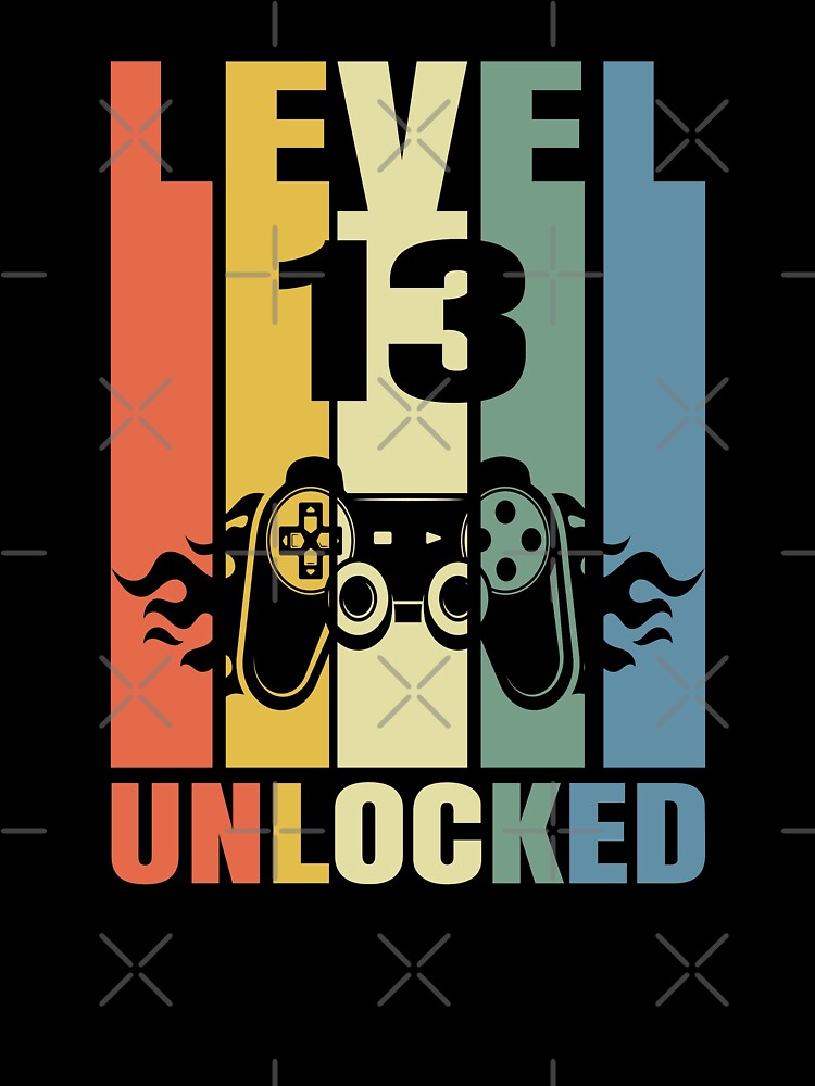 Level 13 Unlocked, Funny Video Gamer, 13th Birthday  Kids Gift by Ake10