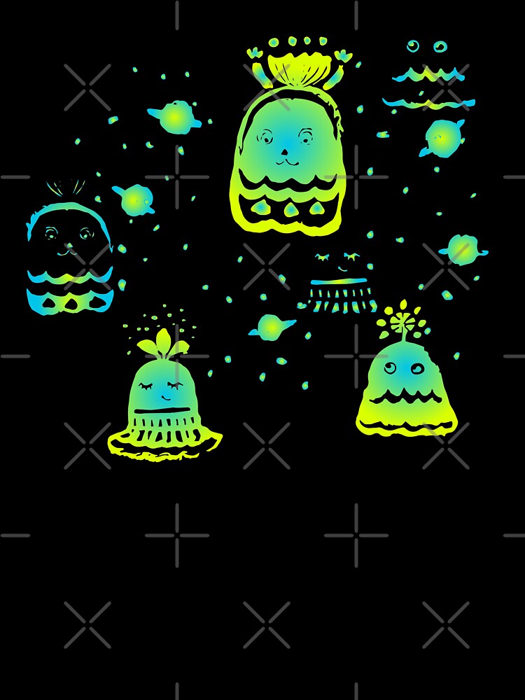 Neon Alien Spaceship Pattern by Leafbear Studio