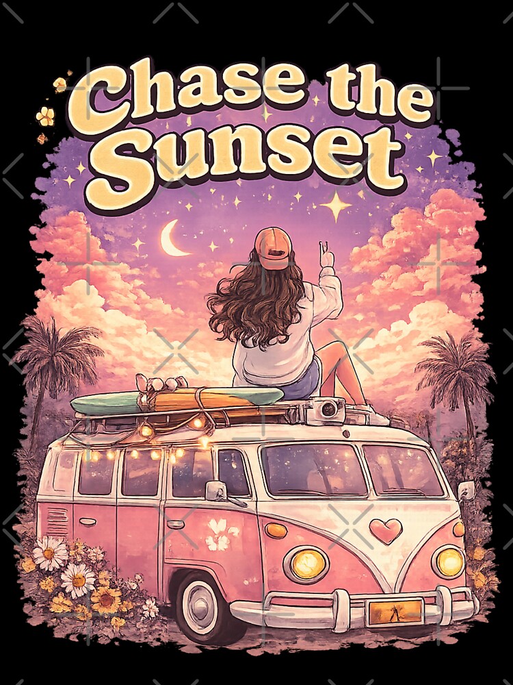 Girl Van Life Sunset Shirt – Travel Boho Aesthetic Graphic Tee by EiraFattah