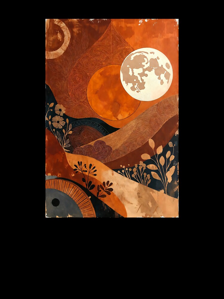 Boho Sun & Moon Desert Flow – Earth Tone Abstract by KiraChie