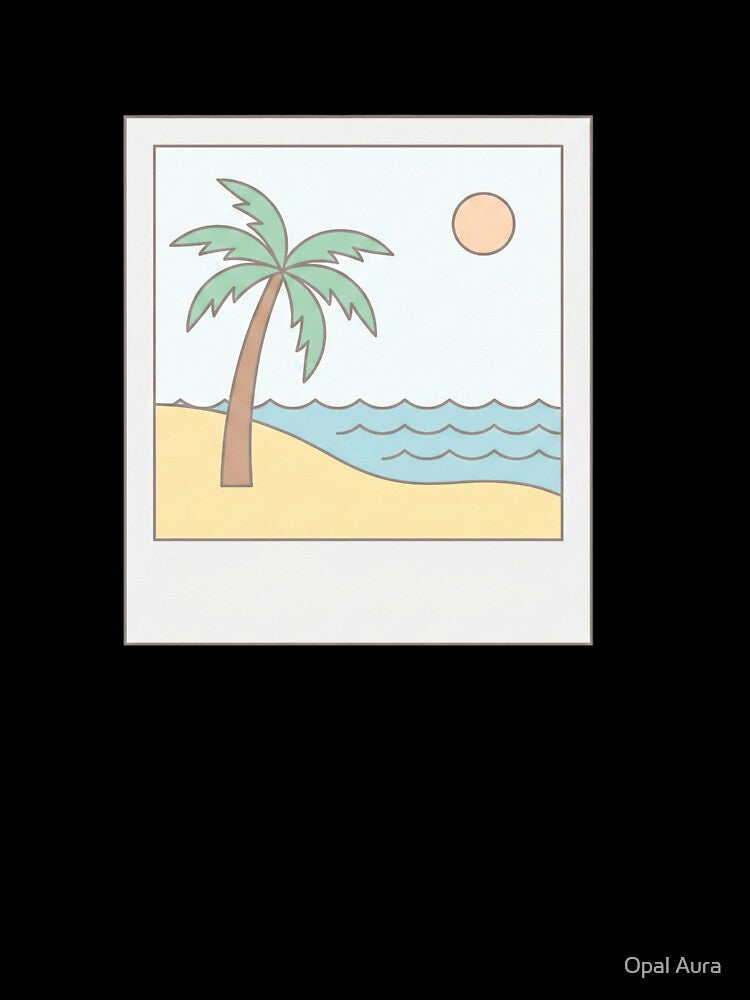 Pastel Polaroid Beach Landscape Illustration by Opal Aura