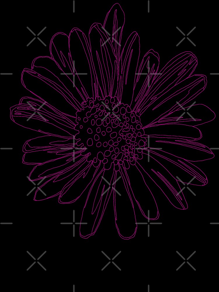 Pink Daisy flower line art by Fransyn