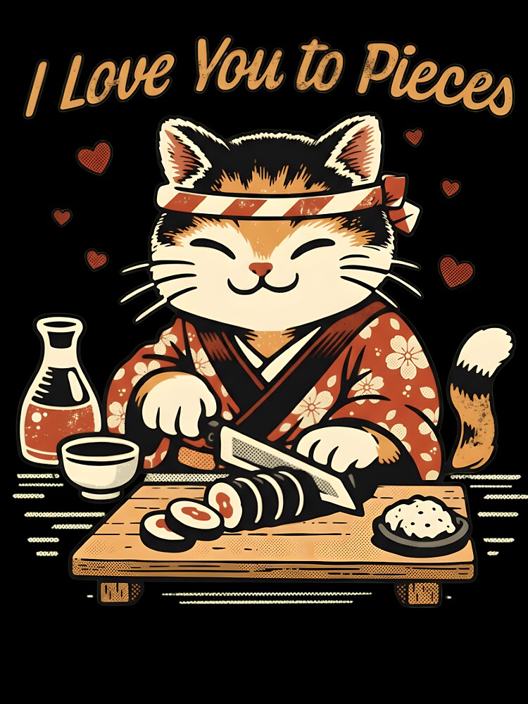 Funny Sushi Cat Chef - I Love You to Pieces Valentine Gift by haitrieuic96