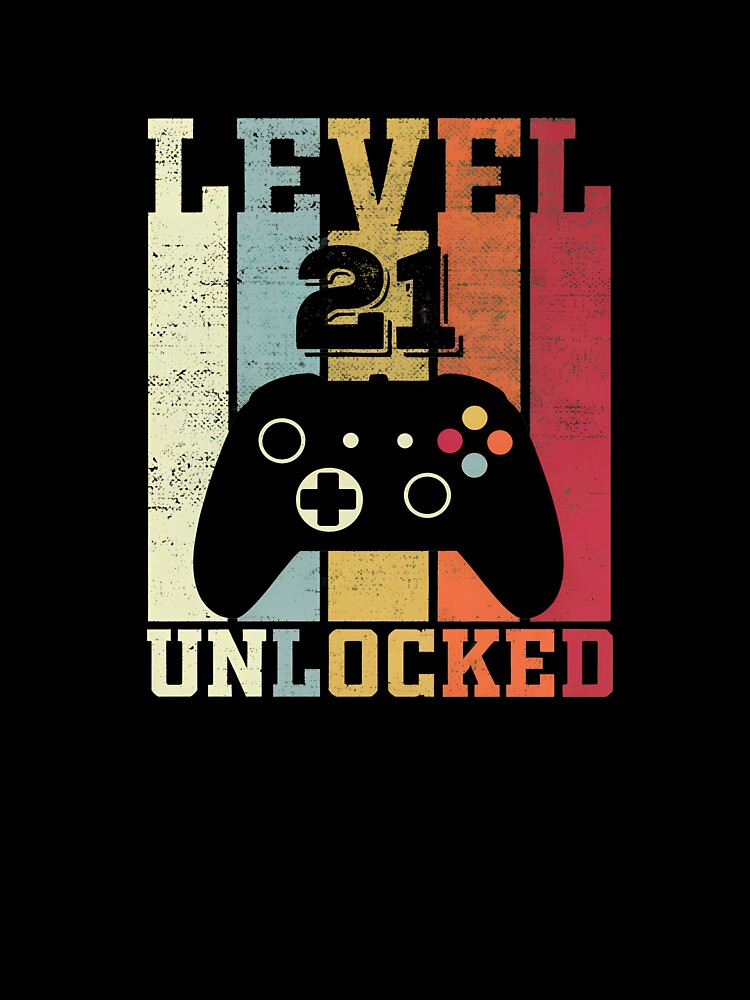 Level 21 Unlocked Vintage Gamer Birthday T-Shirt by OlyvieArt
