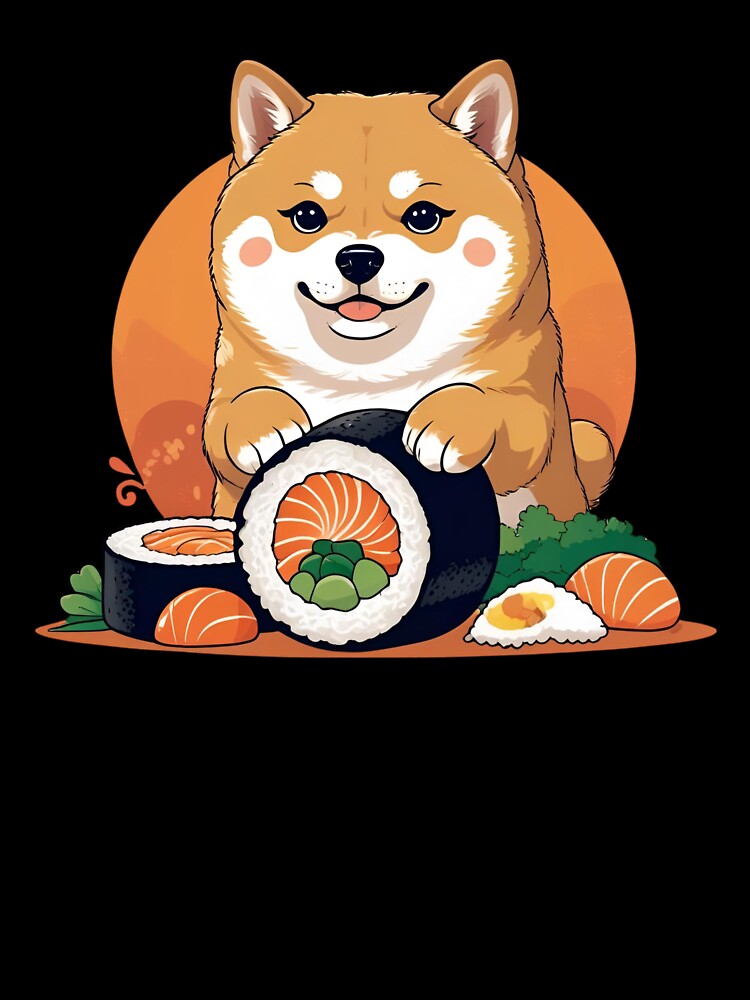 Cute Shiba Sushi Roll Kawaii Art by NeonBeast Studio