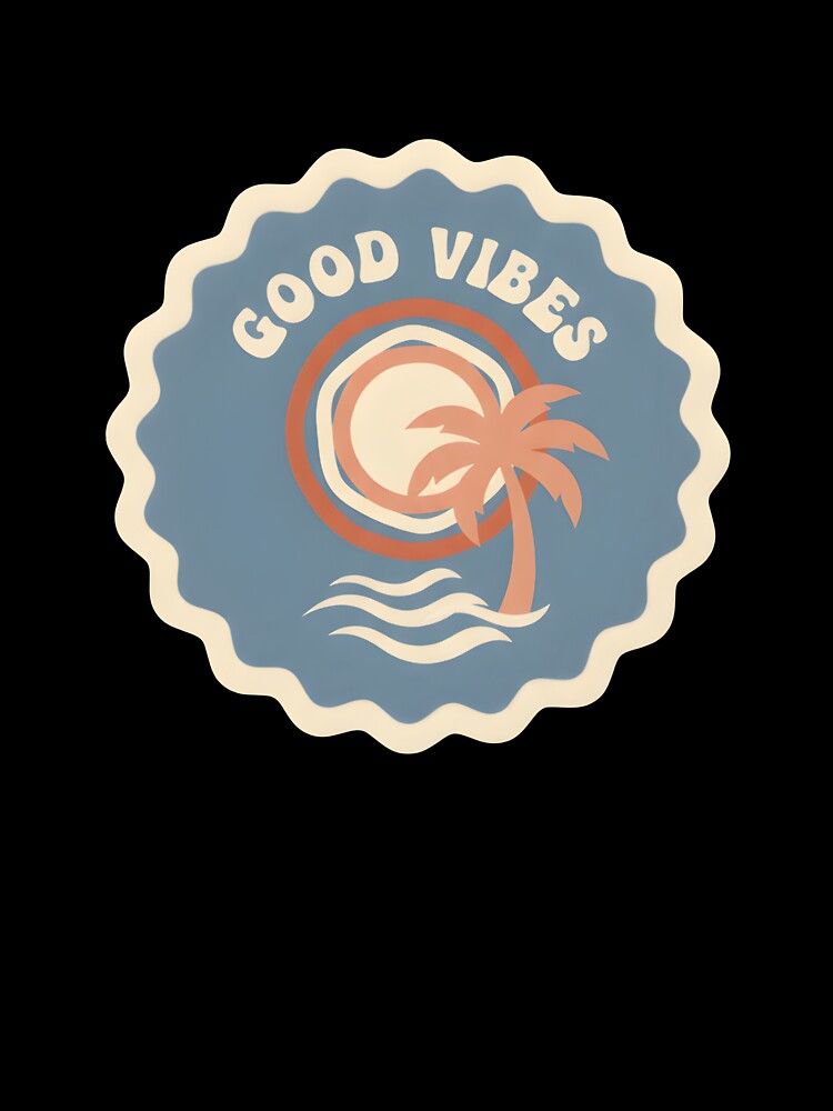 Good Vibes Retro Tropical Beach Sticker by FestivityFinds