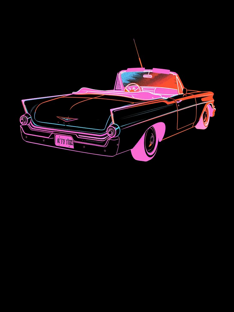 Neon Convertible Sunset  Minimalist Retro Road Trip Synthwave Art by RetroWaveArtCo