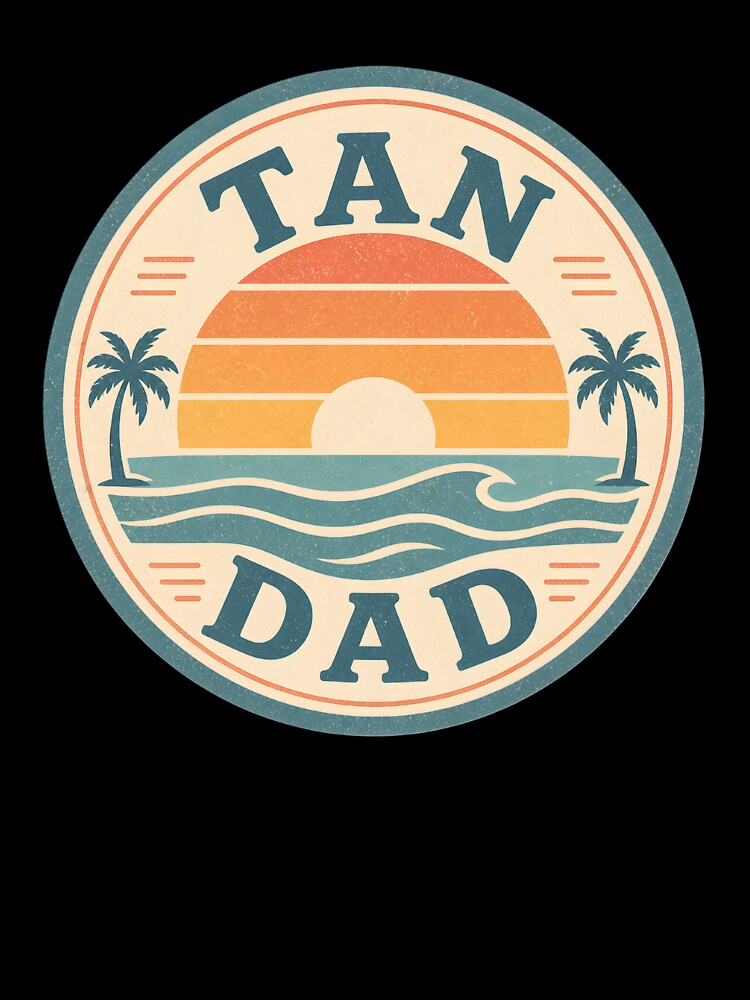 Vintage Tan Dad Sunset Beach Sticker Retro Ocean Waves Palm Trees by FestivityFinds