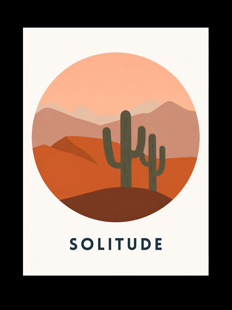 Solitude – Minimalist Cactus Desert Circle Art by NeededTees