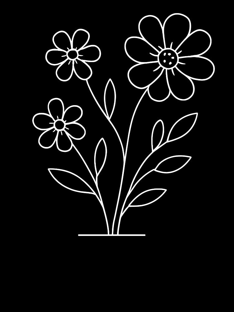 Minimalist Floral design featuring three distinct flowers & leaves by Ai-Cases-Store