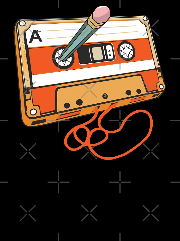 Audio Cassette Tape and Pencil Retro Vintage 80s Lover 1980s Throwback by alenaz