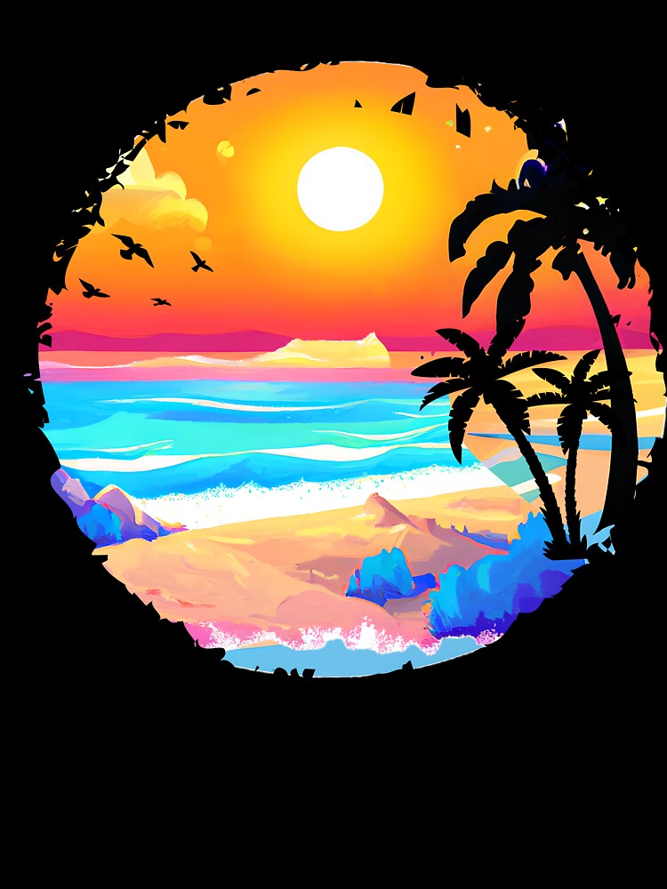 Tropical Beach Sunset Palm Trees Sticker by FestivityFinds