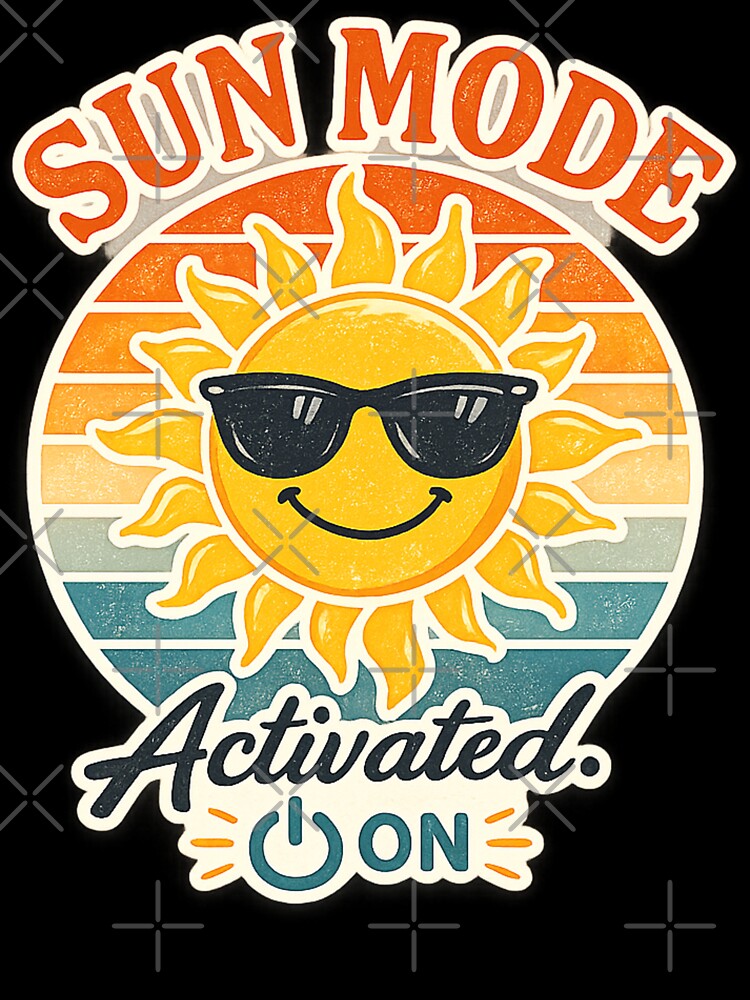 Sun Mode Activated Retro Smiling Sun With Sunglasses Vintage Summer Graphic by MartBook