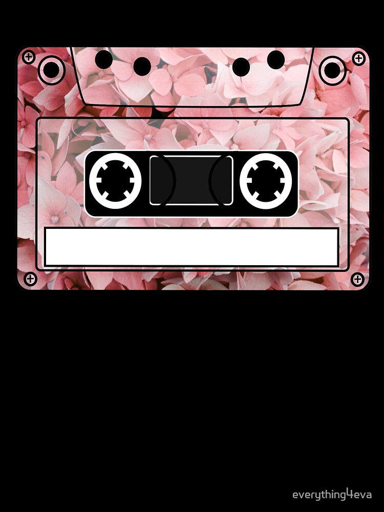 Blank Customizable Pink Floral Cassette Tape by everything4eva