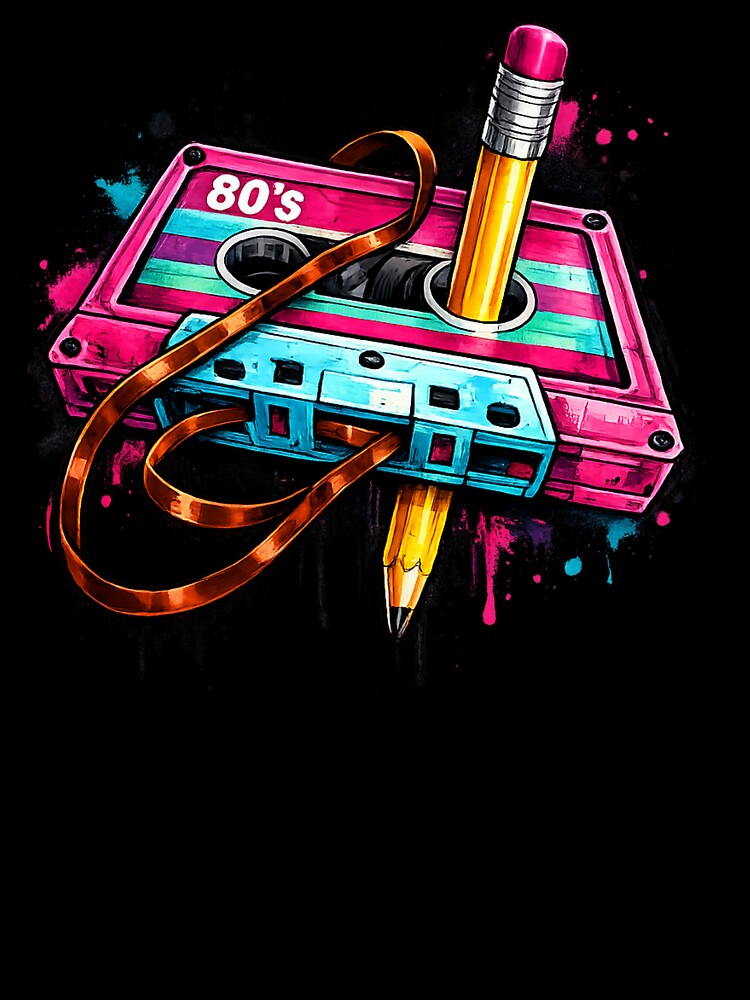 Retro 80s Cassette Tape Graffiti Graphic Tee by curiouschimp