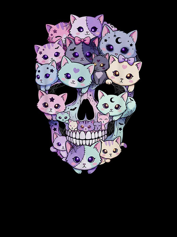 Creepy Cute Cat Skull Halloween Aesthetic Kawaii Kitty by kristianmkt