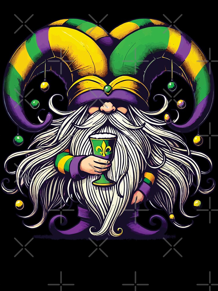 Mardi Gras Gnome with Festive Jester Hat by LuminOrb