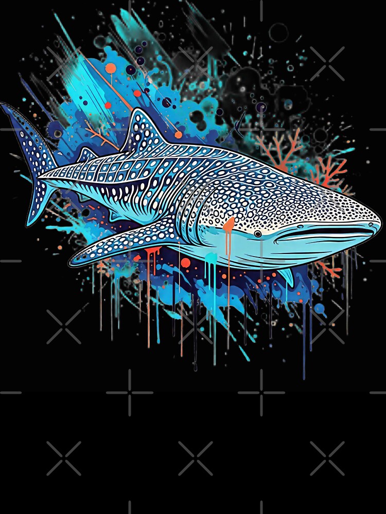 Whale Shark Splash Art – Ocean Wildlife Illustration, Colorful Marine Life Design, Sea Creature Coastal Aesthetic by ScapeCraft