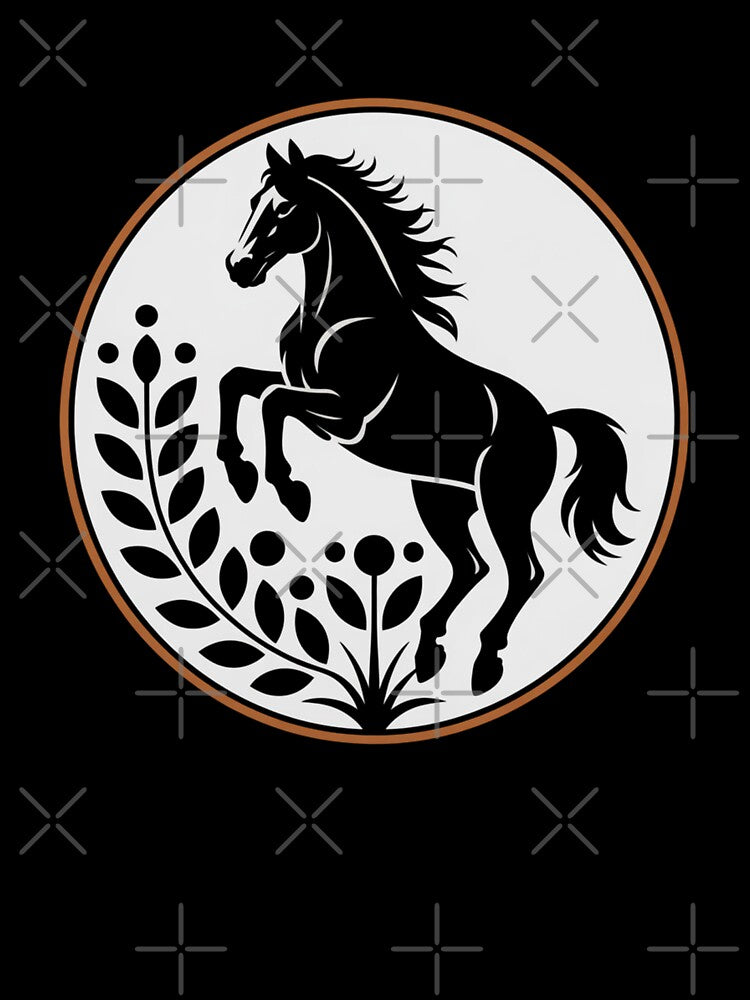 Elegant Horse with Leaves Circle Design by Gogetgiggles