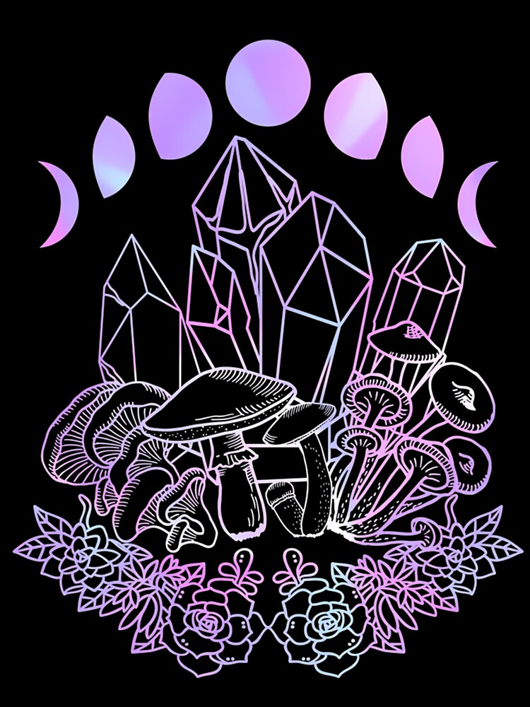 Moon Phases Crystals Mushrooms by funderherrliy