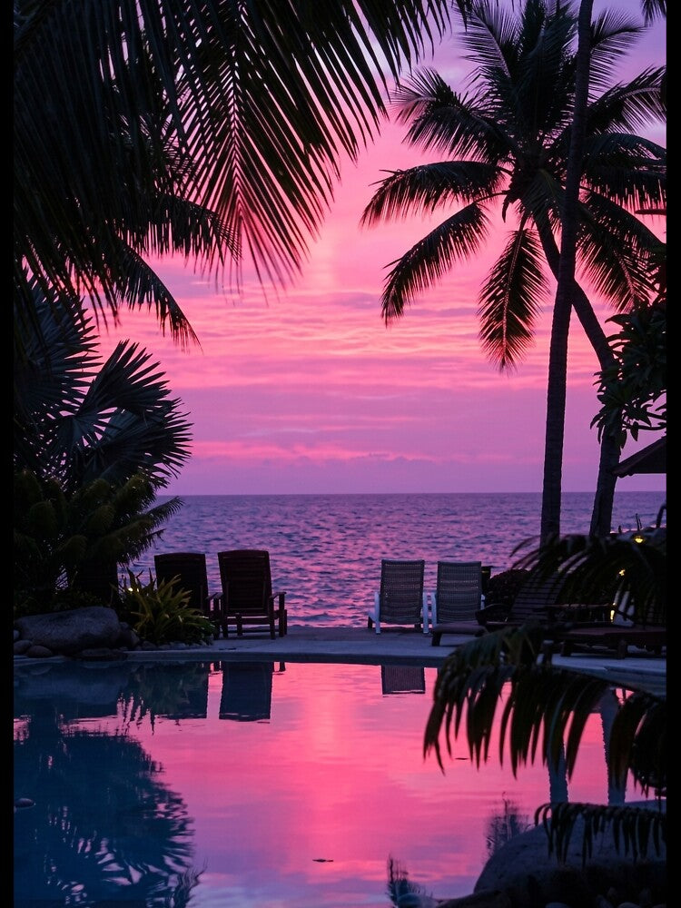 Retro Vaporwave Beach Sunset Vintage Palm Trees Graphic by Laura Vancleave