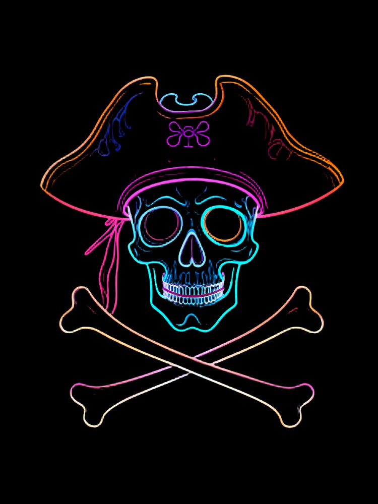 Pirate Retro Neon Marine Animal Mystical Art Collection by ART ATTACK ZONE