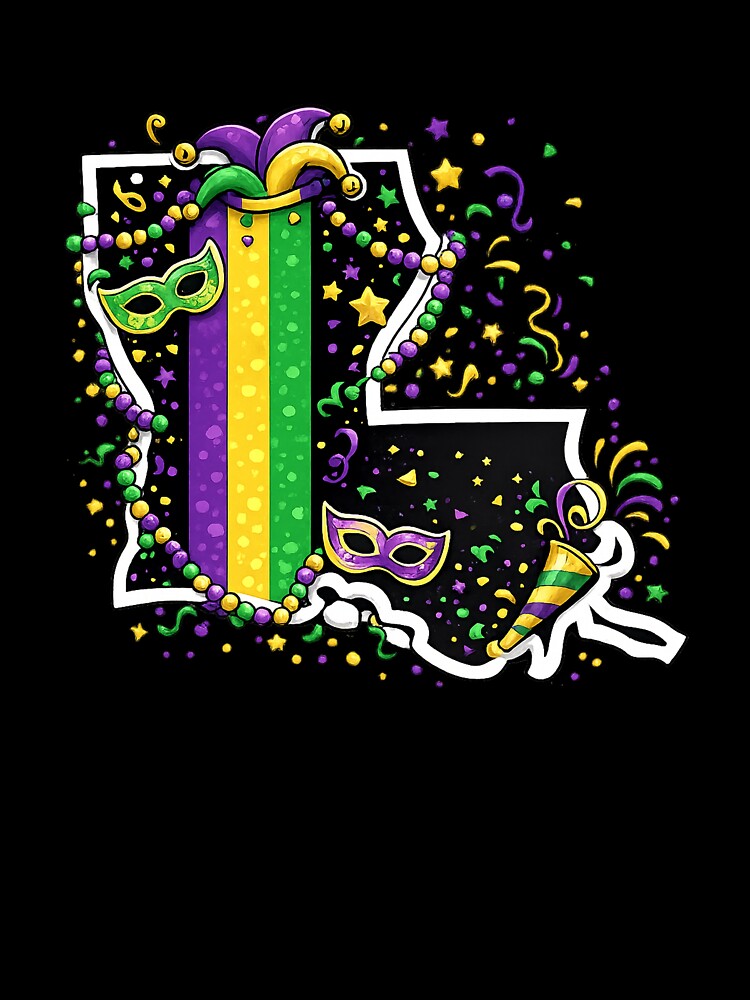 Louisiana Pride Mardi Gras Design – Purple Gold Green Carnival Art by Boot Culture