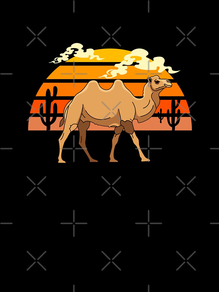 Vintage 80s Retro Sunset Camel Desert Illustration by ChathuStrokes