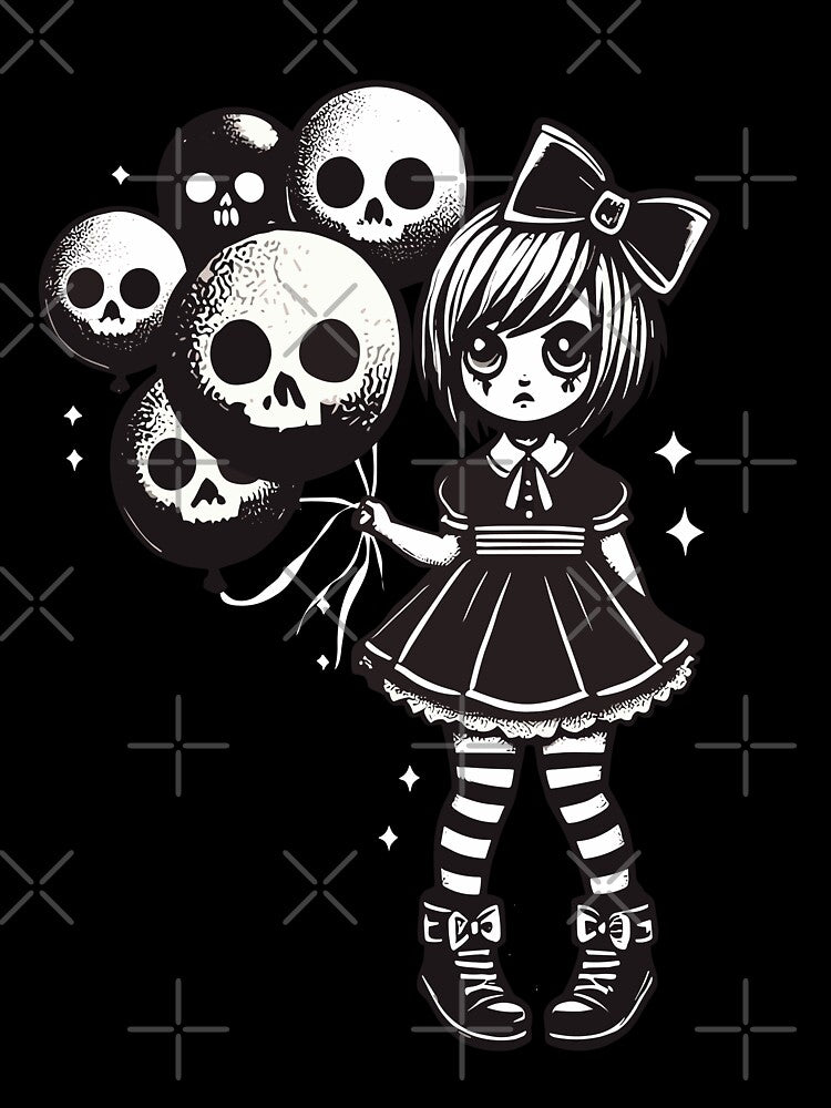 Kawaii Goth Girl Dark Gothic Design by LuminOrb