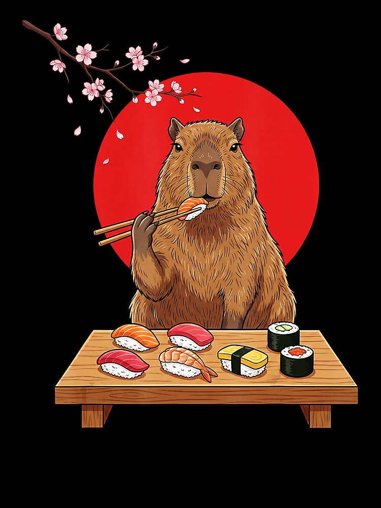 Capybara Sushi Dinner Scene With Vintage Japanese Kawaii Anime Style by titanlevi