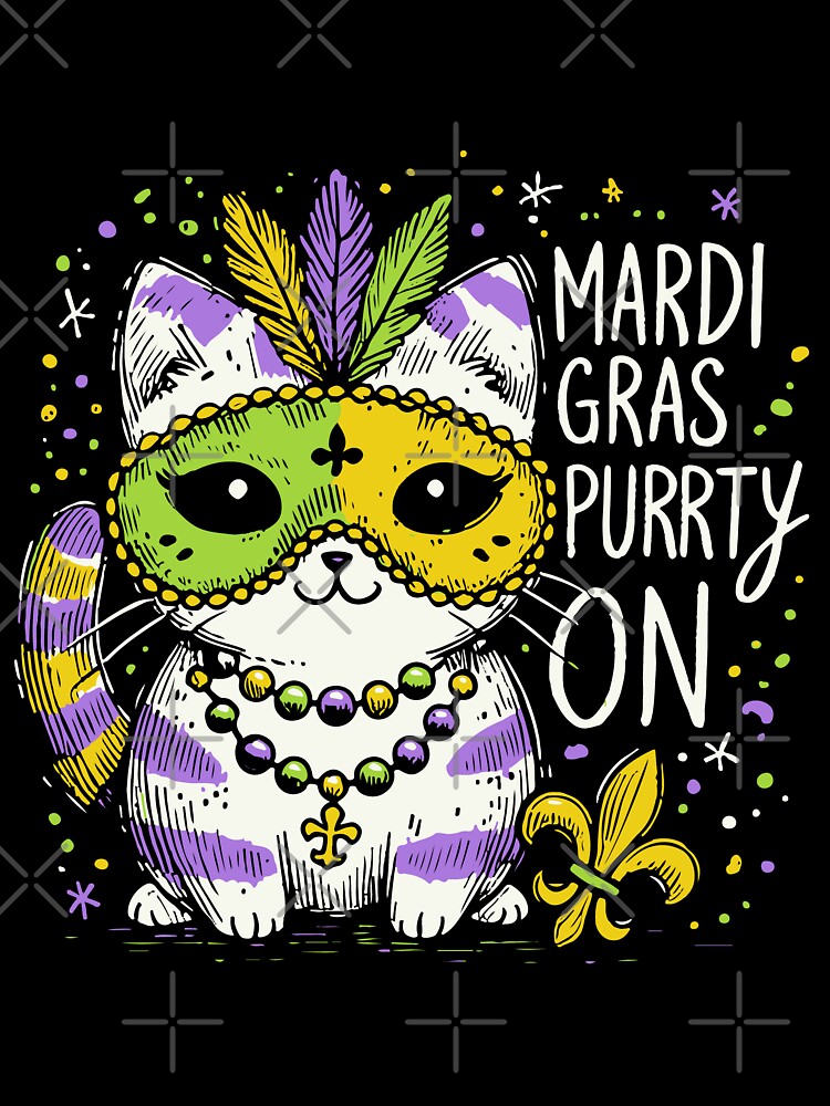 Mardi Gras Purrty On Cat Mardi Gras Fun by LuminOrb