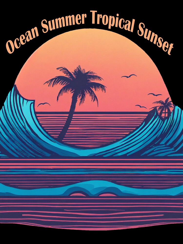 Ocean Summer Beach Sticker – Tropical Sunset Aesthetic Design by Artimax-Studio