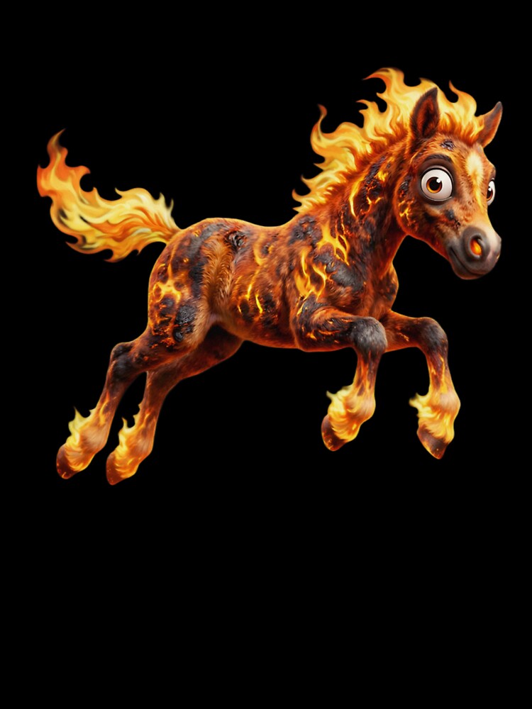 Cute Magma Fire Horse - Blazing 3D Fantasy Pony Running by PixMoody