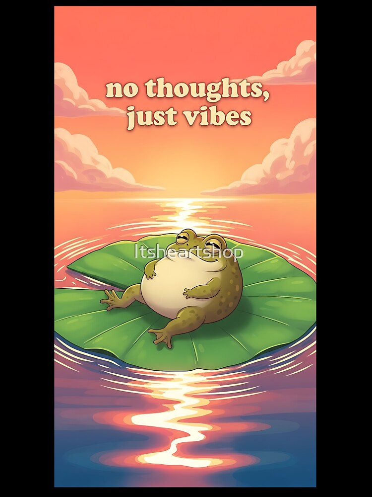 Relaxing Reto Frog Sunset Art by Itsheartshop